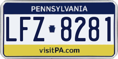 PA license plate LFZ8281