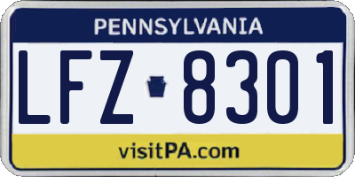 PA license plate LFZ8301