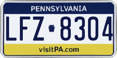PA license plate LFZ8304