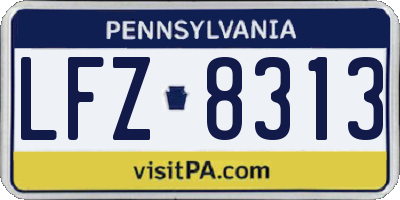PA license plate LFZ8313