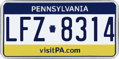 PA license plate LFZ8314