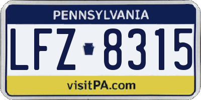 PA license plate LFZ8315