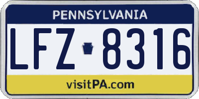 PA license plate LFZ8316