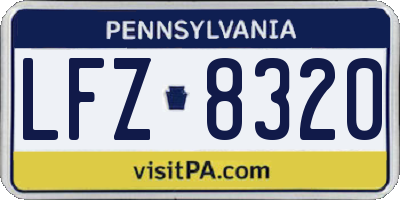 PA license plate LFZ8320