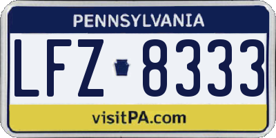 PA license plate LFZ8333