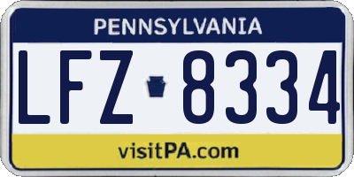PA license plate LFZ8334