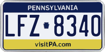 PA license plate LFZ8340