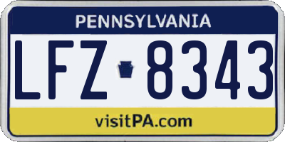 PA license plate LFZ8343