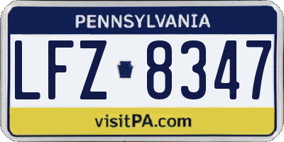 PA license plate LFZ8347