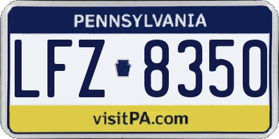 PA license plate LFZ8350