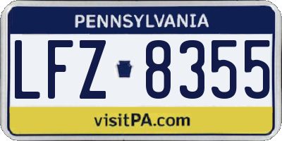 PA license plate LFZ8355
