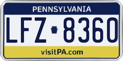 PA license plate LFZ8360