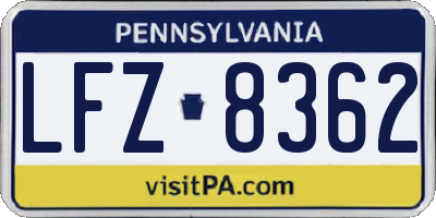PA license plate LFZ8362