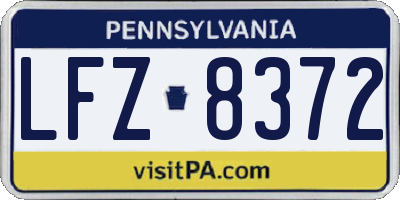 PA license plate LFZ8372
