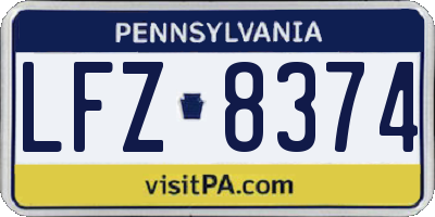 PA license plate LFZ8374