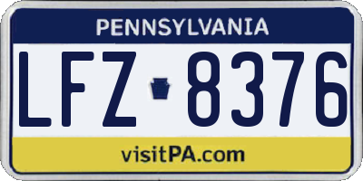 PA license plate LFZ8376