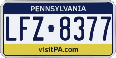 PA license plate LFZ8377