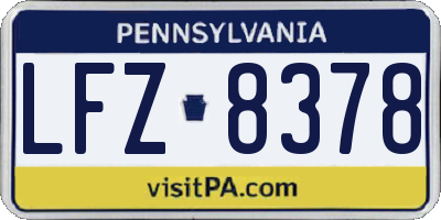 PA license plate LFZ8378