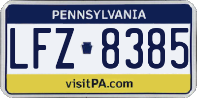 PA license plate LFZ8385