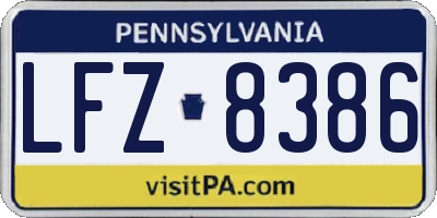 PA license plate LFZ8386