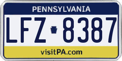 PA license plate LFZ8387
