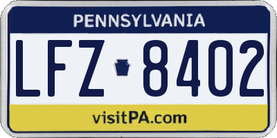 PA license plate LFZ8402