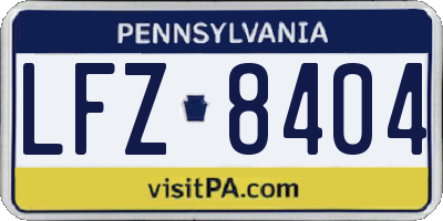 PA license plate LFZ8404