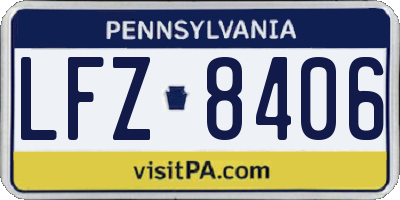 PA license plate LFZ8406