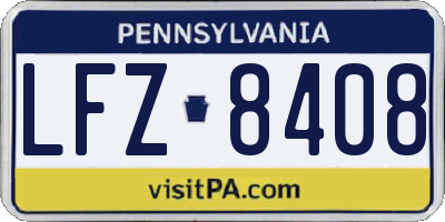 PA license plate LFZ8408