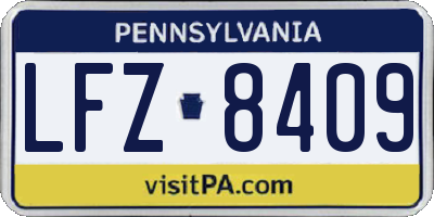 PA license plate LFZ8409