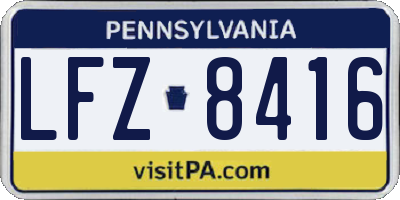 PA license plate LFZ8416