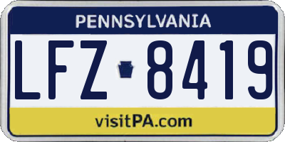 PA license plate LFZ8419