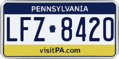 PA license plate LFZ8420