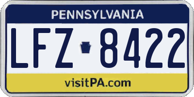PA license plate LFZ8422