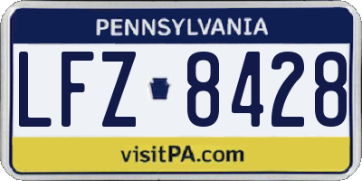 PA license plate LFZ8428