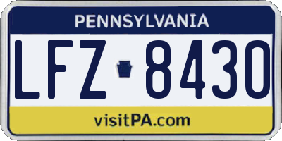PA license plate LFZ8430