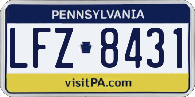 PA license plate LFZ8431