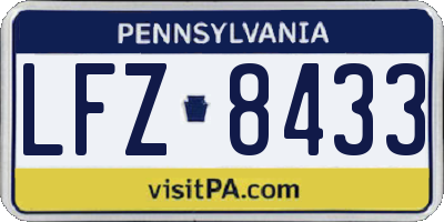 PA license plate LFZ8433