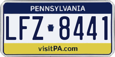 PA license plate LFZ8441