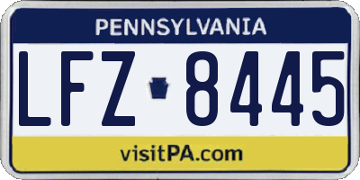 PA license plate LFZ8445