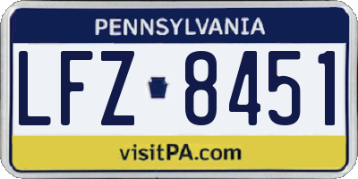 PA license plate LFZ8451