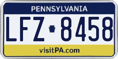 PA license plate LFZ8458