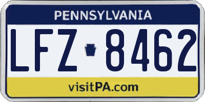 PA license plate LFZ8462