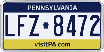PA license plate LFZ8472