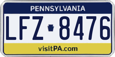 PA license plate LFZ8476
