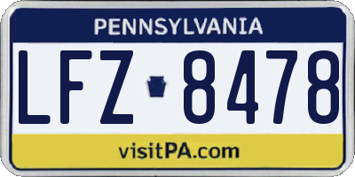 PA license plate LFZ8478