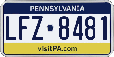 PA license plate LFZ8481