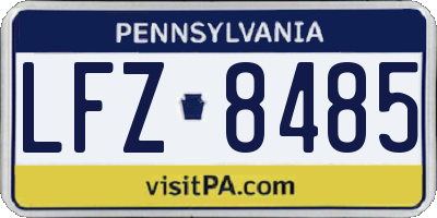 PA license plate LFZ8485