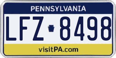 PA license plate LFZ8498