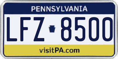 PA license plate LFZ8500